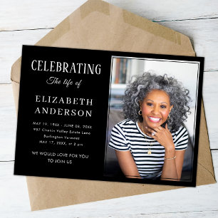 Modern Funeral photo Minimalist Simple Script Invitation