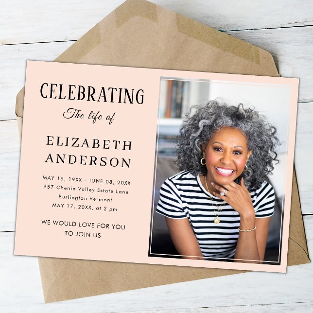 Modern Funeral photo Minimalist Simple Script Invitation (Creator Uploaded)