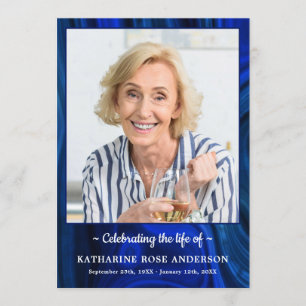 Modern Funeral Photo Order Of Service Blue Marble  Programme