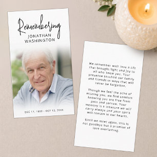 Modern Funeral Photo Remembering Name Prayer Card
