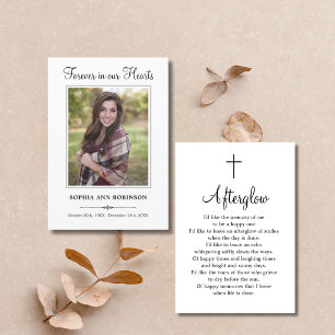 Modern Funeral Photo Sympathy Prayer Card