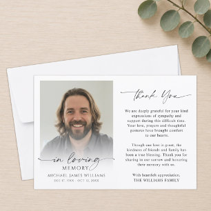 Modern Funeral Photo Thank You In Loving Memory Card
