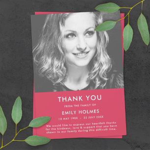 Modern Funeral Pink Celebration of Life Sympathy Thank You Card