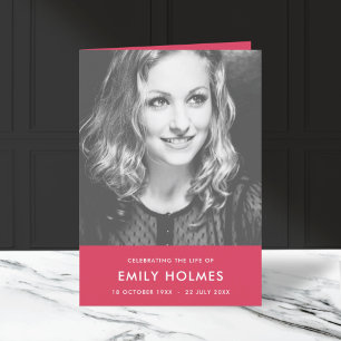 Modern Funeral   Pink Order of Service Folded Programme