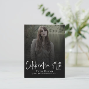 Modern Funeral Script Celebration of Life  Postcard