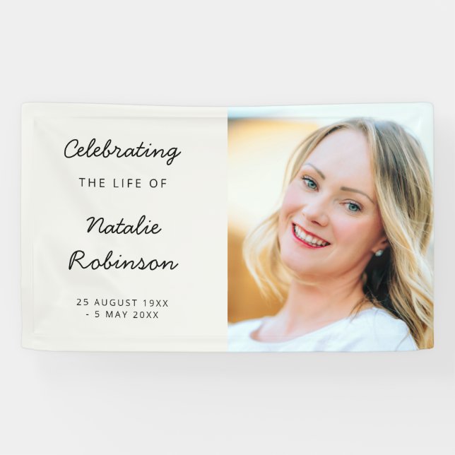 Modern Funeral | Sylish Script Celebration of Life Banner (Horizontal)