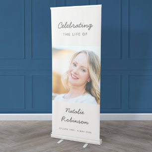 Modern Funeral Sylish Script Celebration of Life Retractable Banner