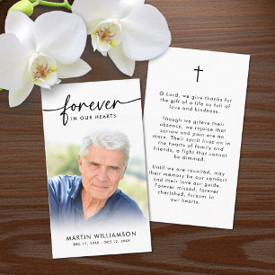 Modern Funeral Sympathy Photo Cross Prayer Card