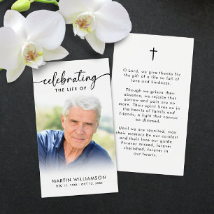 Modern Funeral Sympathy Photo Cross Prayer Card