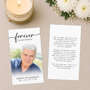 Modern Funeral Sympathy Photo Forever Prayer Card