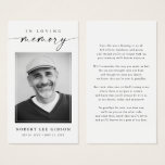Modern Funeral Sympathy Photo Memorial Prayer Card<br><div class="desc">Celebrate the life and honour the memory of your loved one with our Modern Funeral Sympathy Photo Memorial Prayer Cards. These custom personalised prayer cards are a heartfelt way to pay tribute and offer sympathy during a difficult time. With their simple and minimalist design, these elegant remembrance cards capture the...</div>