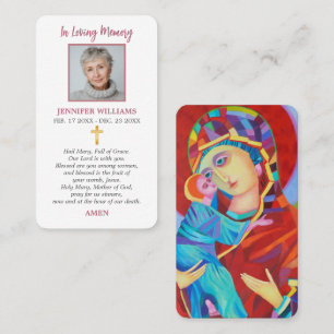 Modern Funeral Sympathy Photo Memorial Prayer Card