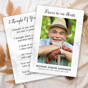 Modern Funeral Sympathy Photo Memorial Prayer Card