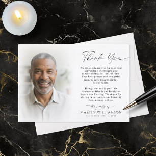 Modern Funeral Thank You 2 Photos Script Card