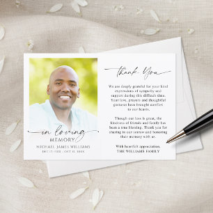 Modern Funeral Thank You In Loving Memory Photo Card