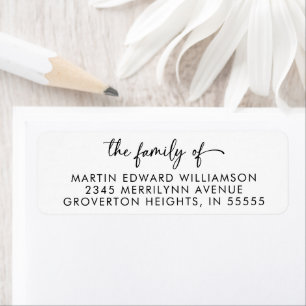 Modern Funeral The Family of Name Return Address