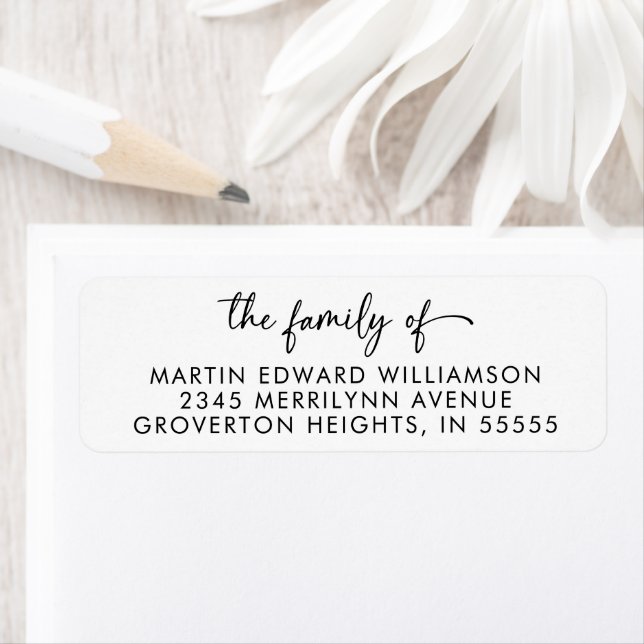 Modern Funeral The Family of Name Return Address (Insitu)