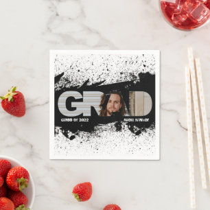 Modern Funky Black Splat GRAD Photo Napkins