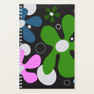 Modern, funky blue, green & pink flowers. planner