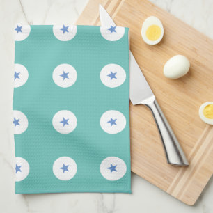 Modern Funky Blue Star Changeable Background Tea Towel