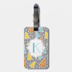 Modern, funky Christmas trees pattern, monogram Luggage Tag