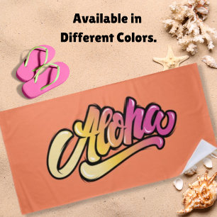 Modern Funky Coral Faded Orange Aloha Beach Towel