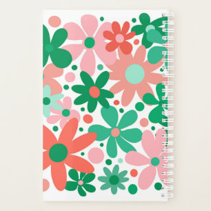 Modern, funky, green, pink, coral flowers. planner