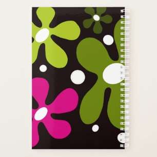 Modern, funky green & pink flowers planner