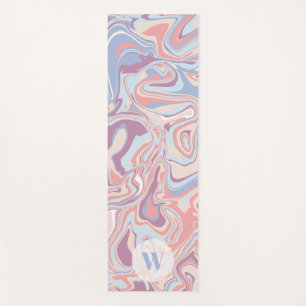Modern Funky Marble Pastel Purple Monogram Yoga Mat