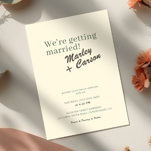 Modern Funky Minimalist Pastel Ivory Wedding Invitation