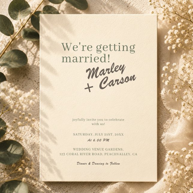 Modern Funky Minimalist Pastel Ivory Wedding Invitation (Creator Uploaded)