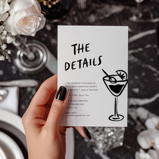 Modern Funky Retro QR Code Wedding Detail Card (Creator Uploaded)