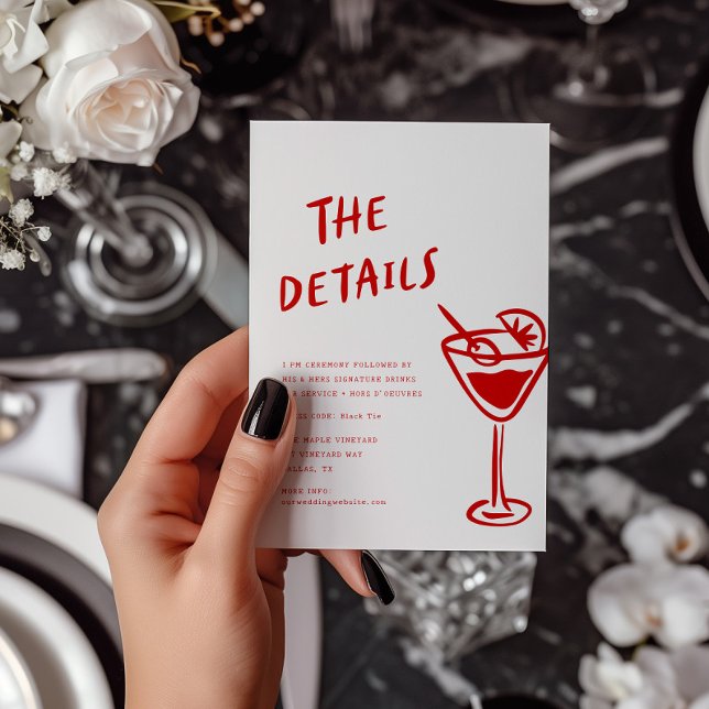 Modern Funky Retro QR Code Wedding Detail Card (Creator Uploaded)