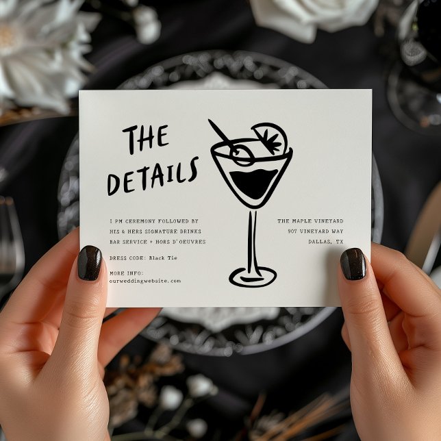 Modern Funky Retro QR Code Wedding Detail Enclosure Card (Creator Uploaded)