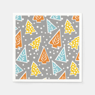 Modern, funky, stylised Christmas trees pattern Napkin