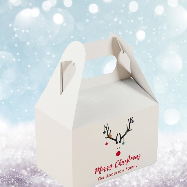 Modern funny abstract Christmas reindeer on white Favour Box (Creator Uploaded)