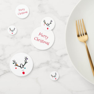 Modern funny abstract Christmas reindeer white red Confetti
