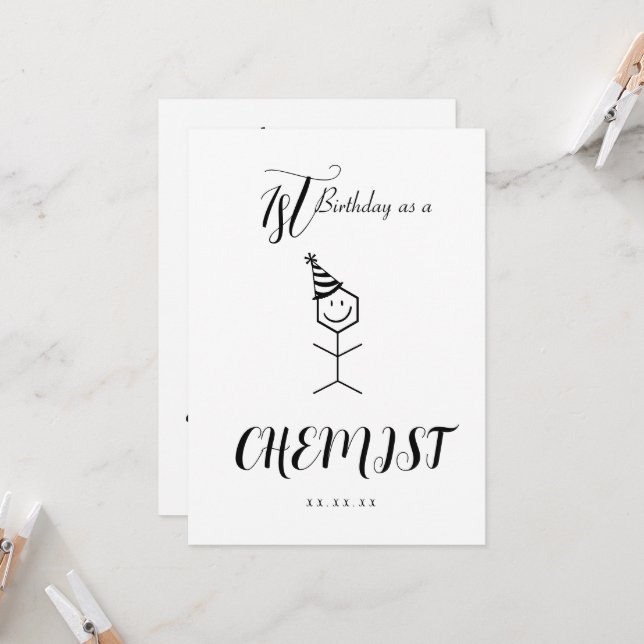 Modern Funny Chemist Pharmacist Birthday Card (Front/Back In Situ)