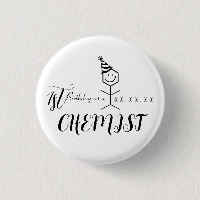 Modern Funny Chemist Pharmacist Birthday Chemistry 3 Cm Round Badge (Front)