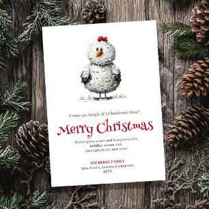 Modern Funny Chickens Holiday Greeting Card