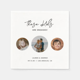 Modern Funny Childhood Photo Engagement Party  Napkin