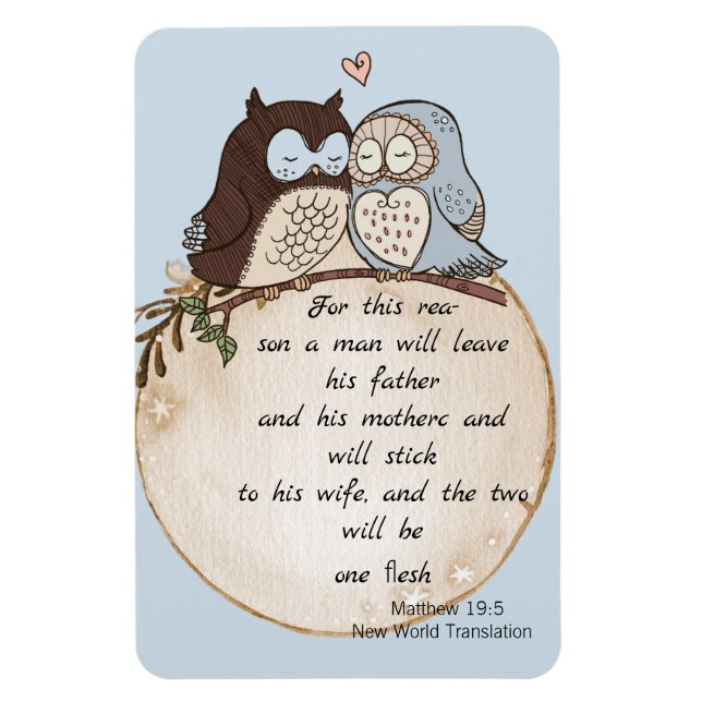 Modern Funny Couple Owls Wedding Inspired by Bible Magnet (Vertical)