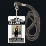 Modern Funny Custom Photo Ring Bearer ID Security ID Badge<br><div class="desc">Modern funny custom official wedding party ring bearer security ID badge featured in black. Add any child's name,  photo,  and message.</div>