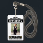 Modern Funny Custom Photo Ring Bearer ID Security ID Badge<br><div class="desc">Modern funny custom official wedding party ring bearer security ID badge featured in black. Add any child's name,  photo,  and message.</div>