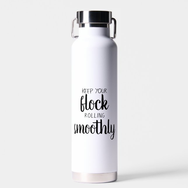 Modern Funny Custom Text Black Chicken Farm Owner Water Bottle (Front)