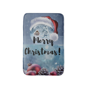 Modern funny cute Christmas reindeer      Bath Mat
