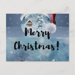 Modern funny cute Christmas reindeer   Holiday Postcard