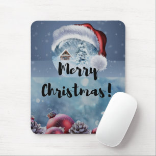 Modern funny cute Christmas reindeer Mouse Mat