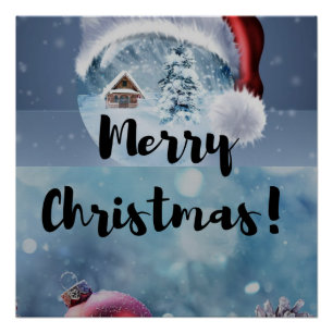 Modern funny cute Christmas reindeer Poster