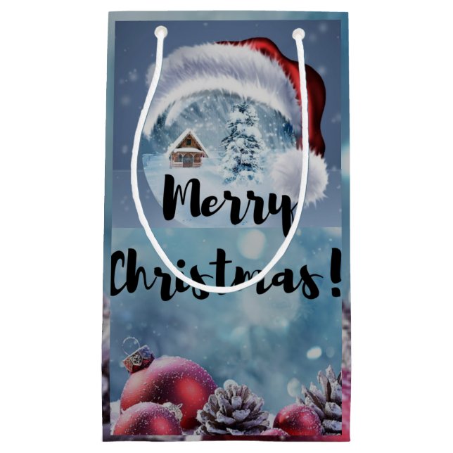 Modern funny cute Christmas reindeer      Small Gift Bag (Front)